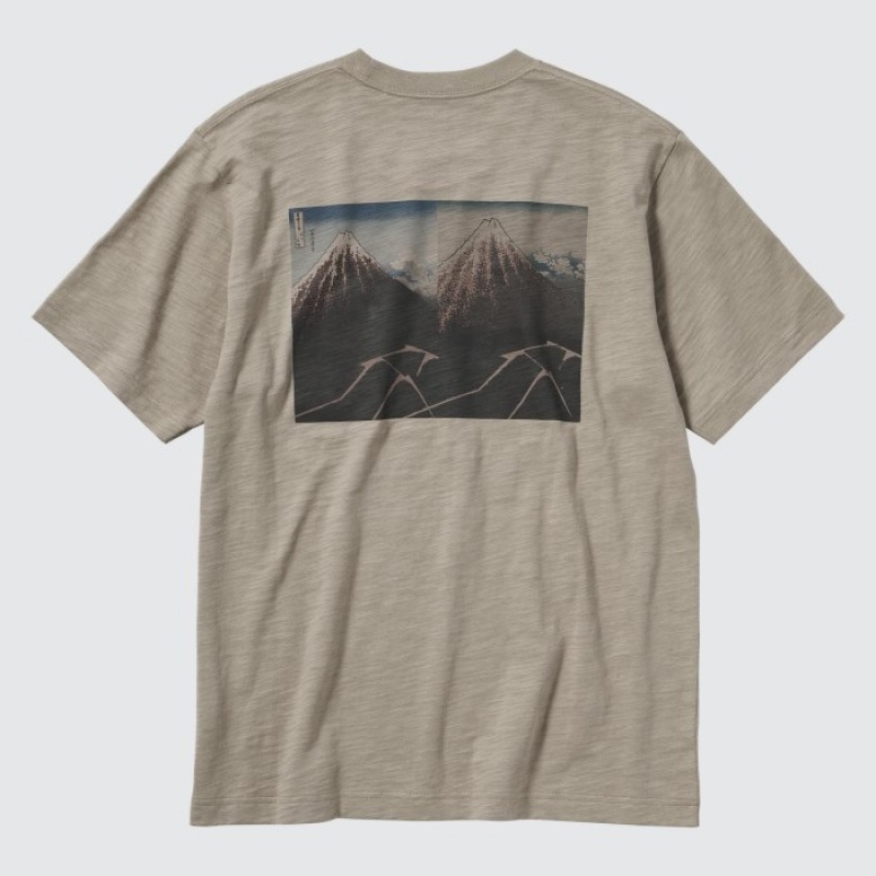 Camiseta Uniqlo Hokusai UT Short Sleeve Mujer Beige | 4464343