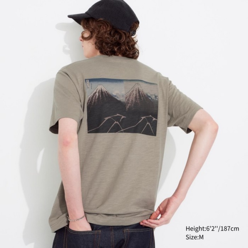 Camiseta Uniqlo Hokusai UT Short Sleeve Mujer Beige | 4464343