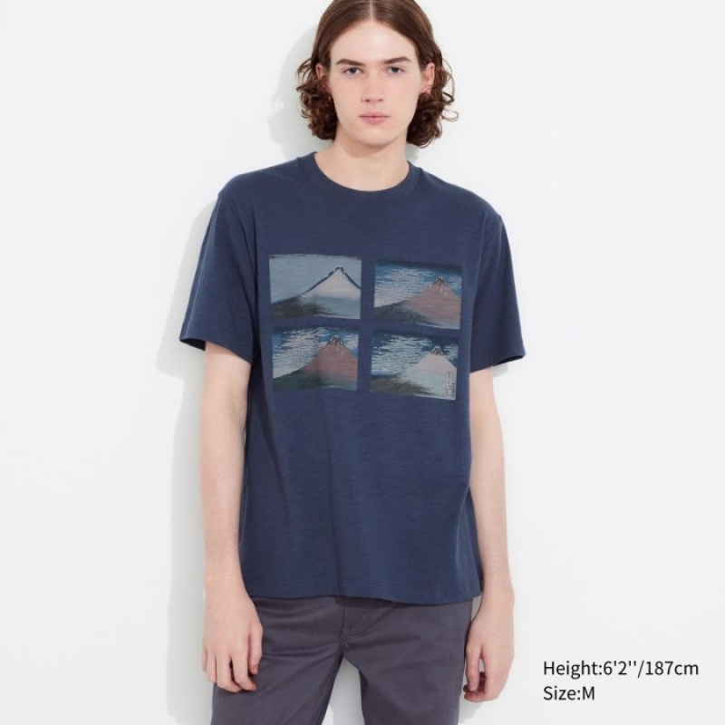 Camiseta Uniqlo Hokusai UT Short Sleeve Mujer Azules | 9143594