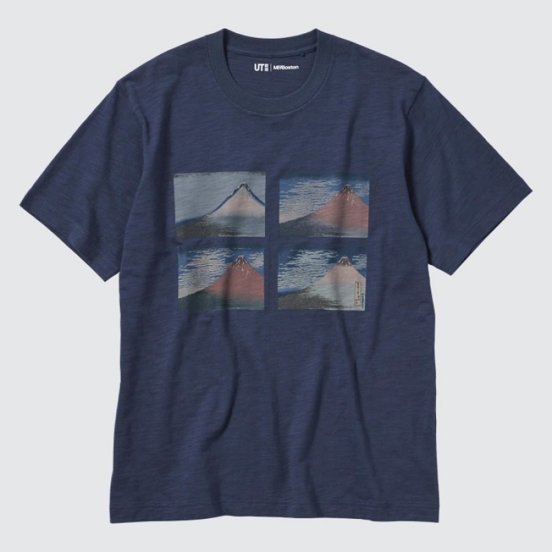 Camiseta Uniqlo Hokusai UT Short Sleeve Mujer Azules | 9143594