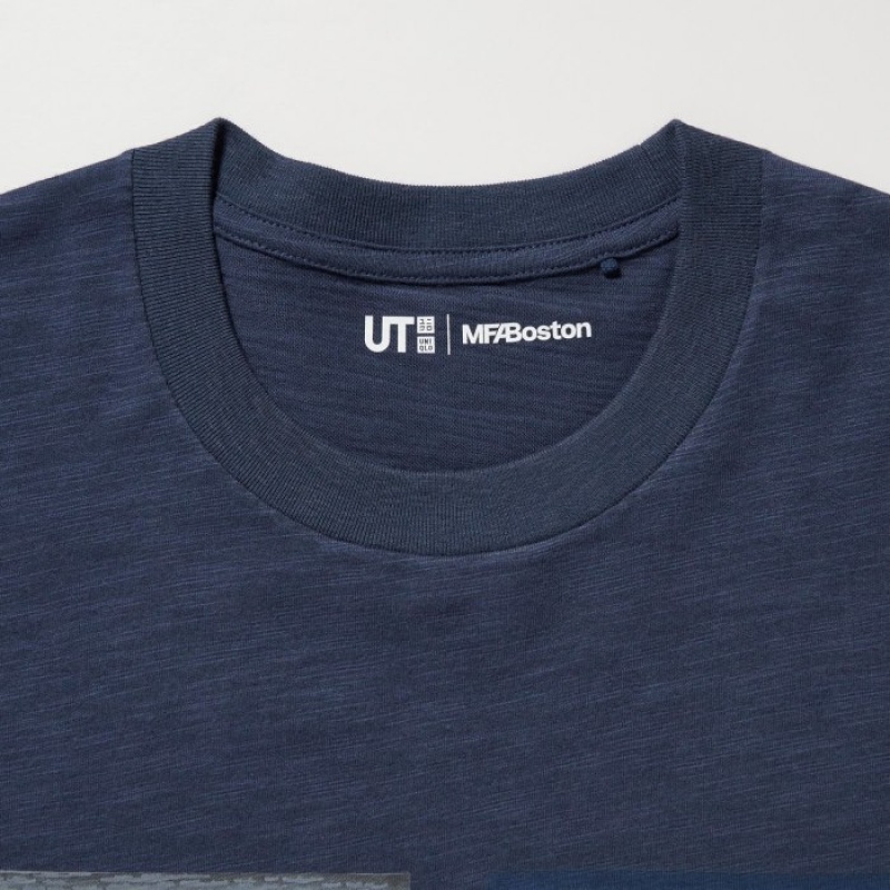 Camiseta Uniqlo Hokusai UT Short Sleeve Mujer Azules | 9143594