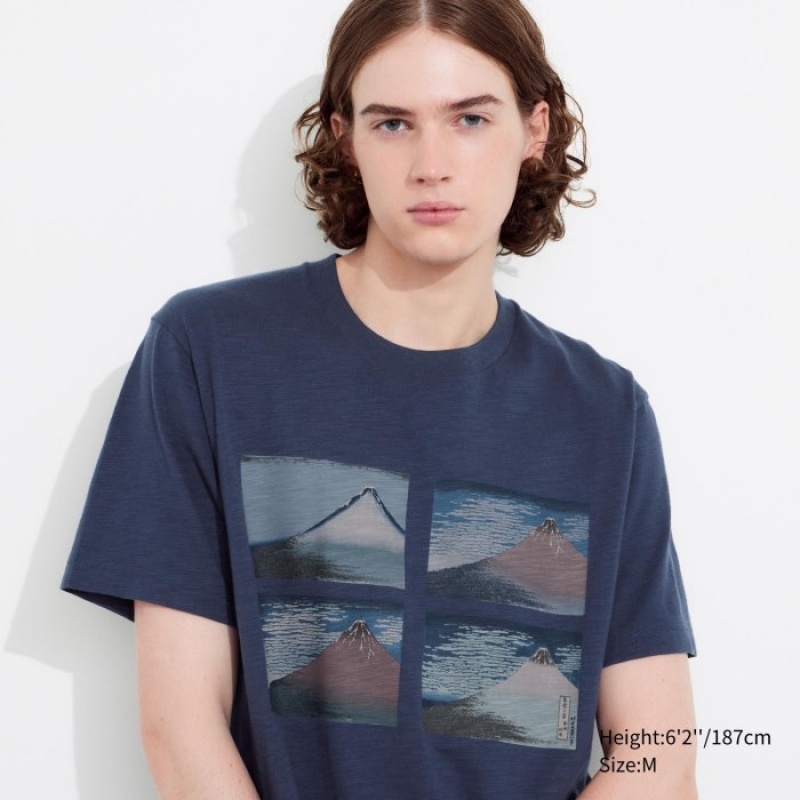 Camiseta Uniqlo Hokusai UT Short Sleeve Mujer Azules | 9143594