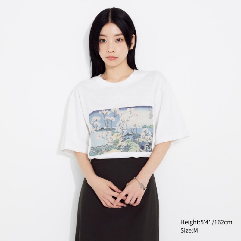 Camiseta Uniqlo Hokusai UT Short Sleeve Mujer Blancas | 1539954