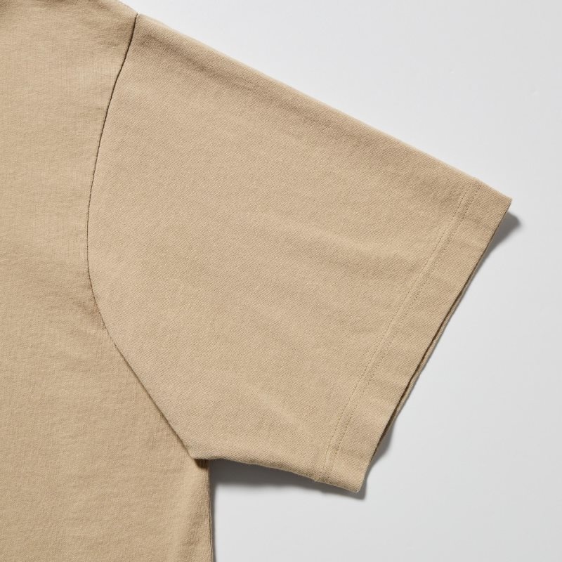 Camiseta Uniqlo L.A. Eats Ut Oversized Short-sleeve Graphic Katsu Sando Hombre Beige | 3567862