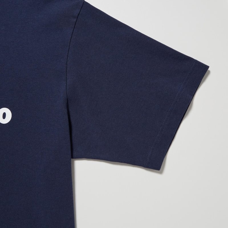 Camiseta Uniqlo L.A. Eats Ut Oversized Short-sleeve Graphic Katsu Sando Hombre Azul Marino | 9424353