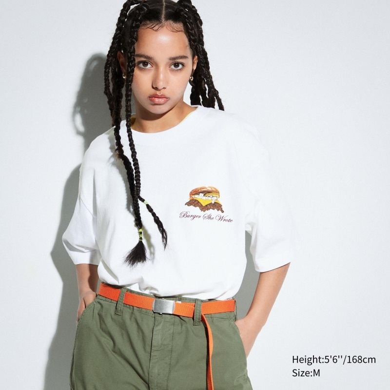 Camiseta Uniqlo L.A. Eats Ut Oversized Short-sleeve Graphic Burger She Wrote Hombre Blancas | 4179607