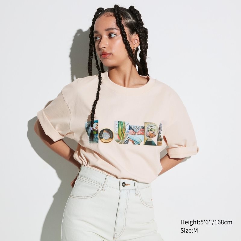 Camiseta Uniqlo Louvre By M/M Ut Oversized Short-sleeve Graphic Hombre Beige | 574243