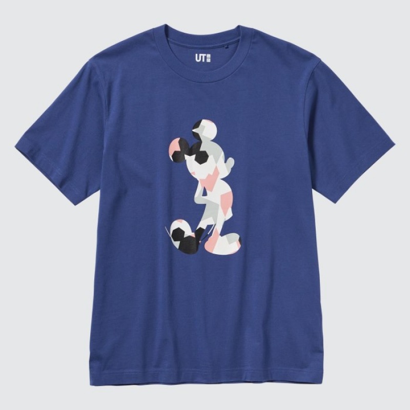 Camiseta Uniqlo Mickey Stands UT Short Sleeve Mujer Azules | 9054032