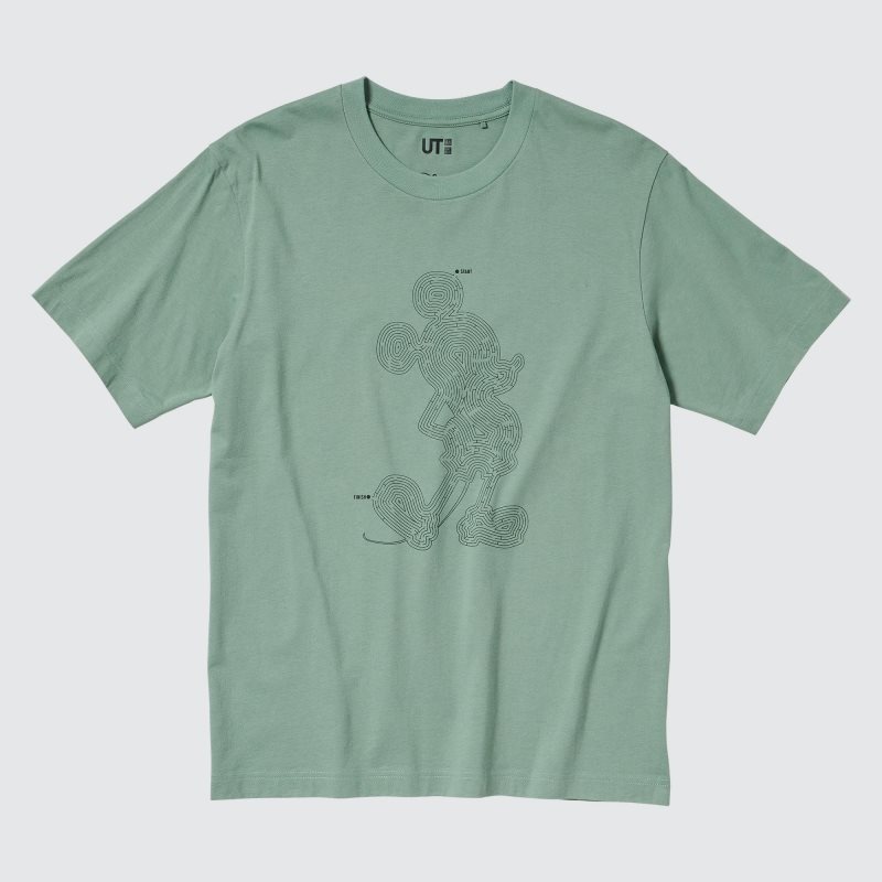 Camiseta Uniqlo Mickey Stands Ut Short Sleeve Graphic Hombre Verde | 8757576