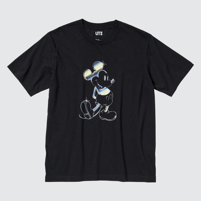Camiseta Uniqlo Mickey Stands Ut Short Sleeve Graphic Hombre Negras | 8493869