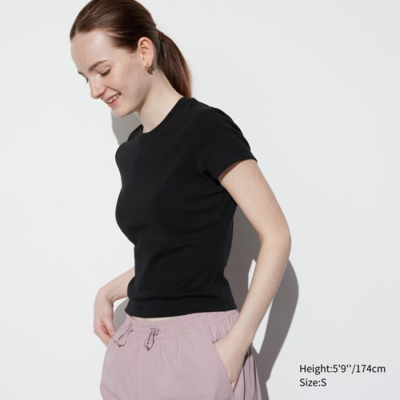 Camiseta Uniqlo Mini Short Sleeve Mujer Negras | 9922844