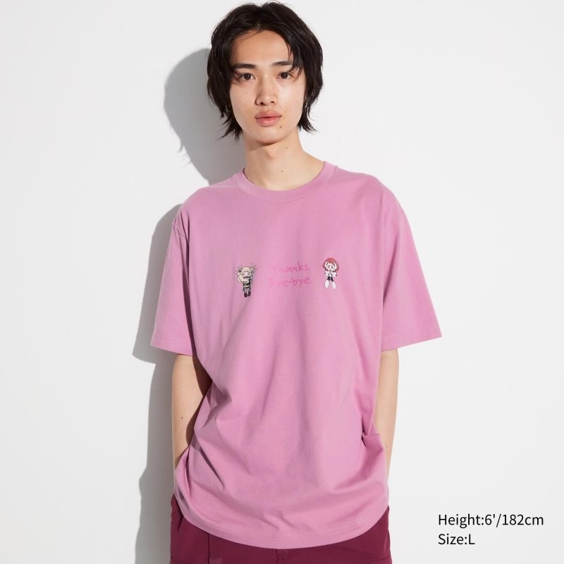 Camiseta Uniqlo My Hero Academia Ut Short-sleeve Graphic Hombre Rosas | 7679354