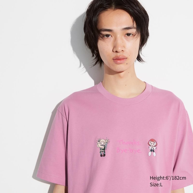 Camiseta Uniqlo My Hero Academia Ut Short-sleeve Graphic Hombre Rosas | 7679354