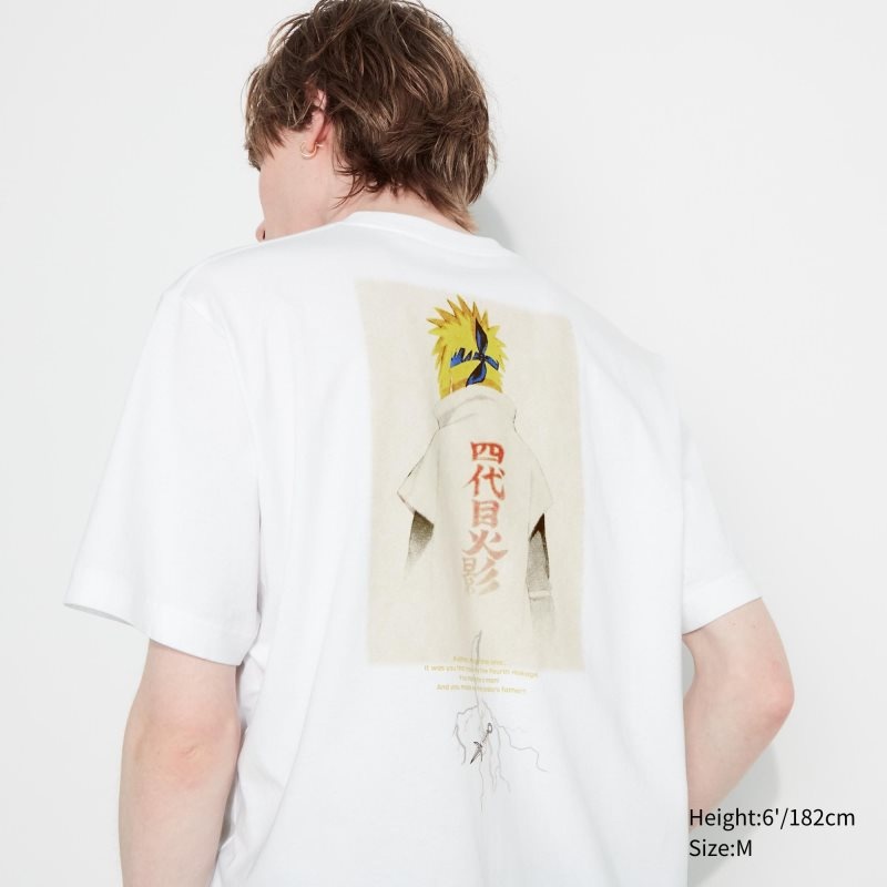 Camiseta Uniqlo Naruto Ut Short-sleeve Graphic Minato Namikaze Hombre Blancas | 9464384