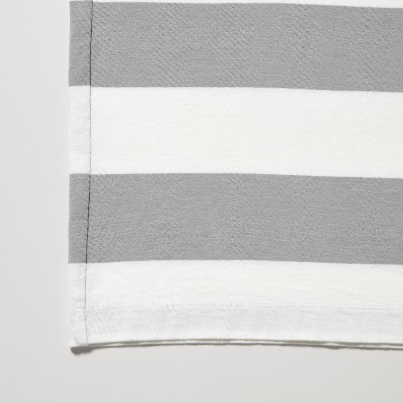 Camiseta Uniqlo Oversized Striped Half-sleeve Hombre Gris | 4453904