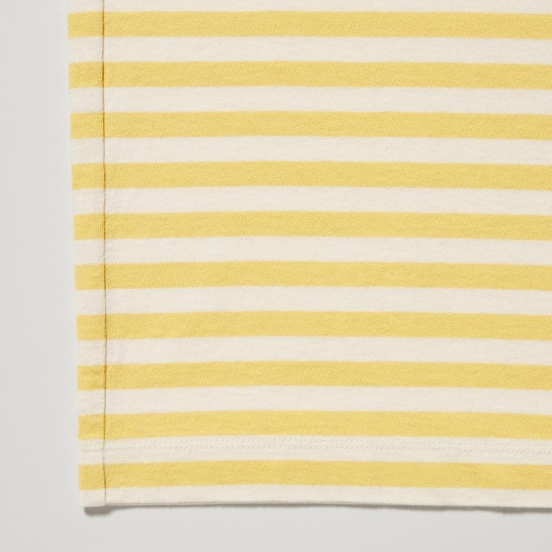 Camiseta Uniqlo Oversized Striped Half-sleeve Hombre Amarillo | 8319381
