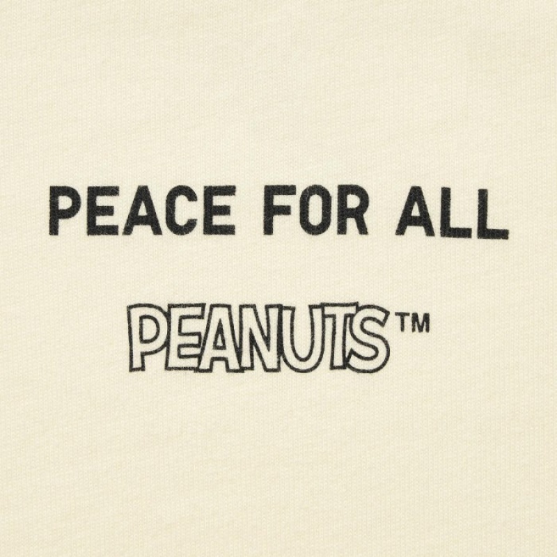 Camiseta Uniqlo PEACE FOR ALL Short-Sleeve Graphic Peanuts Mujer Amarillo | 4645361