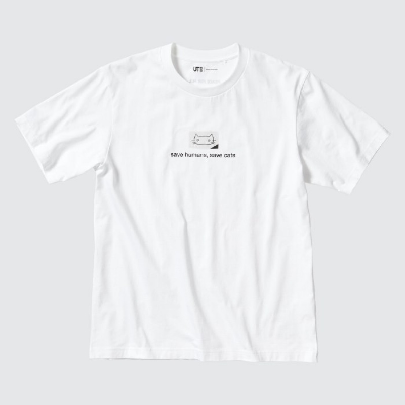 Camiseta Uniqlo PEACE FOR ALL Short-Sleeve Graphic Haruki Murakami Mujer Blancas | 5072269