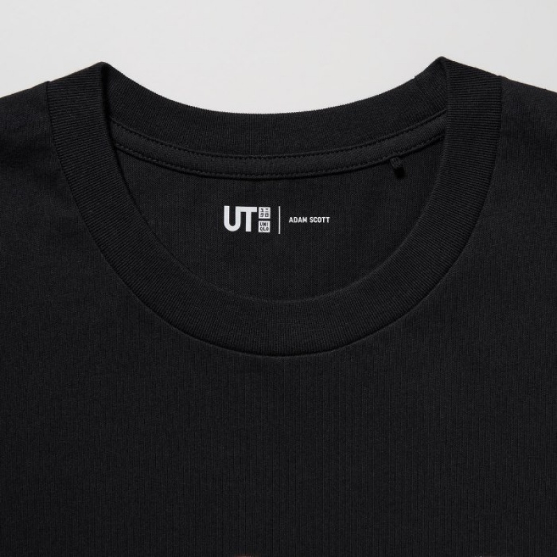Camiseta Uniqlo PEACE FOR ALL Short-Sleeve Graphic Adam Scott Mujer Negras | 8092705