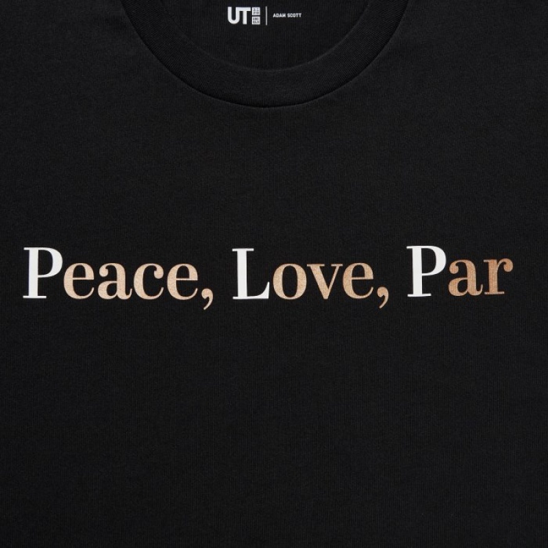 Camiseta Uniqlo PEACE FOR ALL Short-Sleeve Graphic Adam Scott Mujer Negras | 8092705
