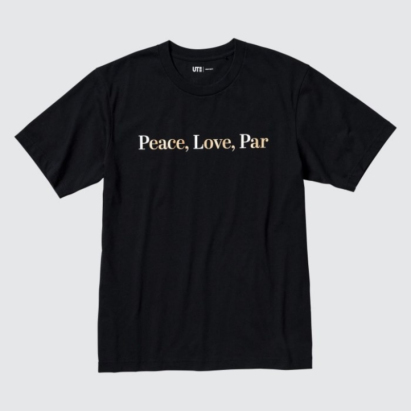 Camiseta Uniqlo PEACE FOR ALL Short-Sleeve Graphic Adam Scott Mujer Negras | 8092705