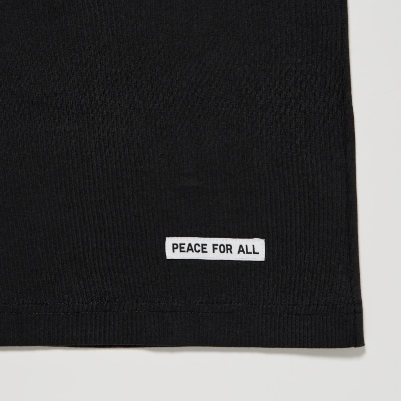 Camiseta Uniqlo PEACE FOR ALL Short-Sleeve Graphic Adam Scott Hombre Negras | 2444004