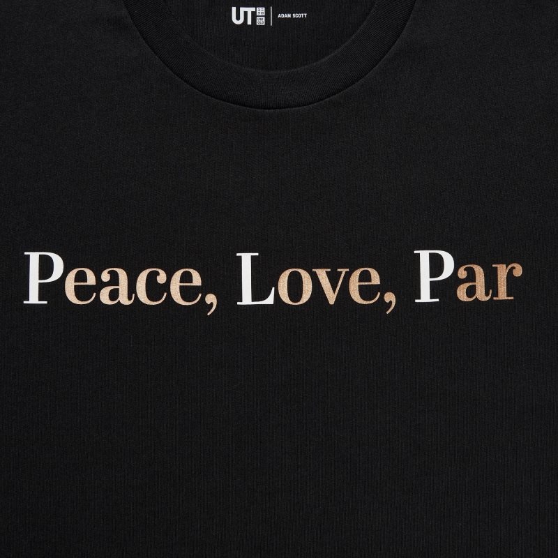Camiseta Uniqlo PEACE FOR ALL Short-Sleeve Graphic Adam Scott Hombre Negras | 2444004