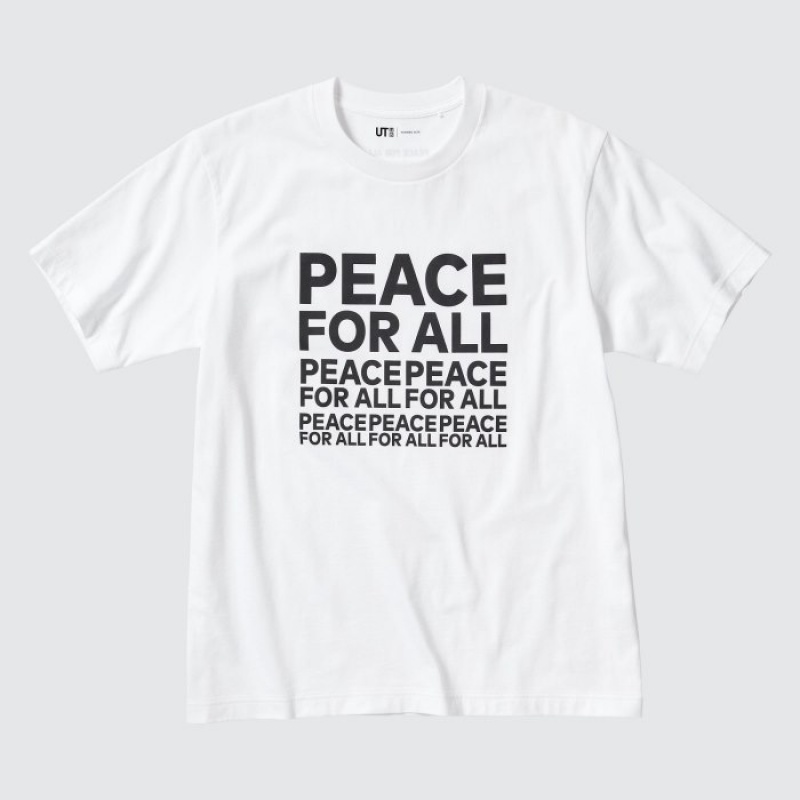 Camiseta Uniqlo PEACE FOR ALL Short-Sleeve Graphic Kashiwa Sato Mujer Blancas | 7081175