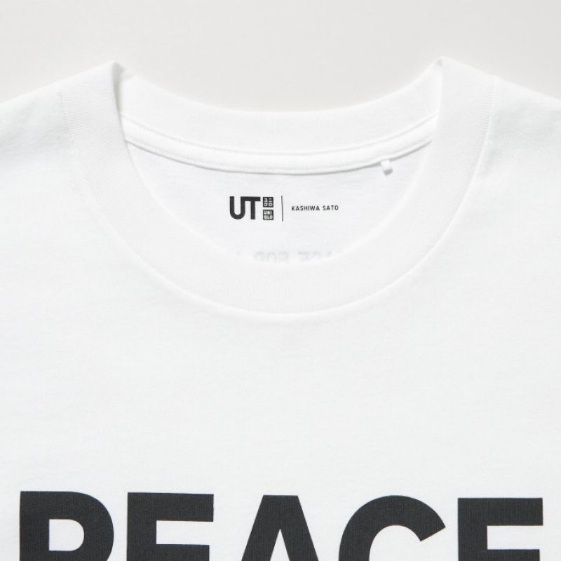 Camiseta Uniqlo PEACE FOR ALL Short-Sleeve Graphic Kashiwa Sato Mujer Blancas | 7081175