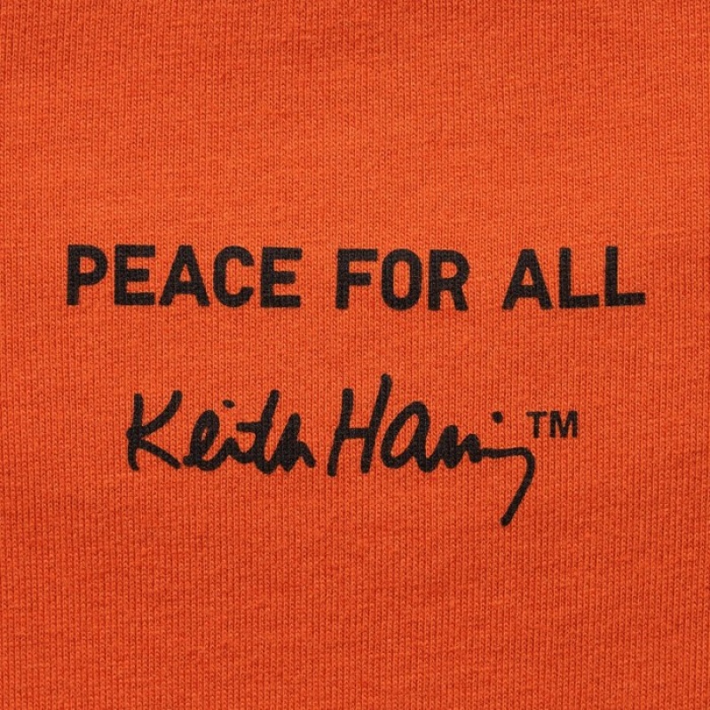Camiseta Uniqlo PEACE FOR ALL Short-Sleeve Graphic Keith Haring Mujer Naranjas | 7014432