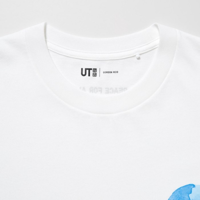Camiseta Uniqlo PEACE FOR ALL Short-Sleeve Graphic Gordon Reid Mujer Blancas | 8826167