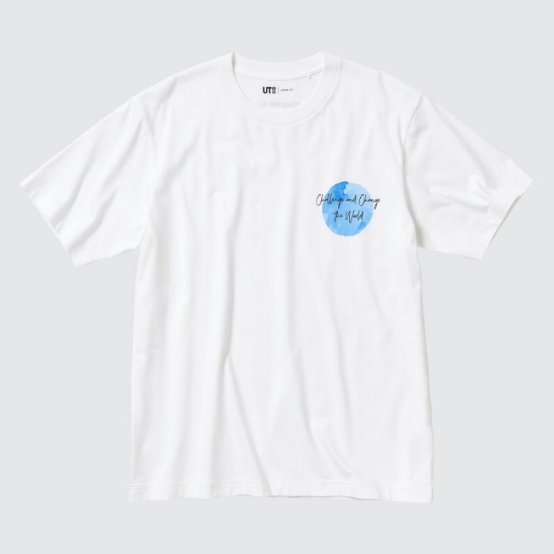 Camiseta Uniqlo PEACE FOR ALL Short-Sleeve Graphic Gordon Reid Mujer Blancas | 8826167