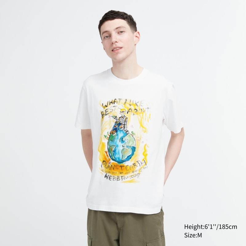Camiseta Uniqlo Peace For All Francesco Risso Short-sleeve Graphic Hombre Blancas | 7186410