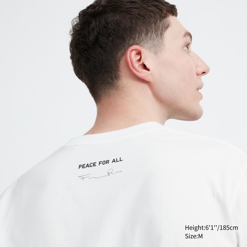 Camiseta Uniqlo Peace For All Francesco Risso Short-sleeve Graphic Hombre Blancas | 7186410