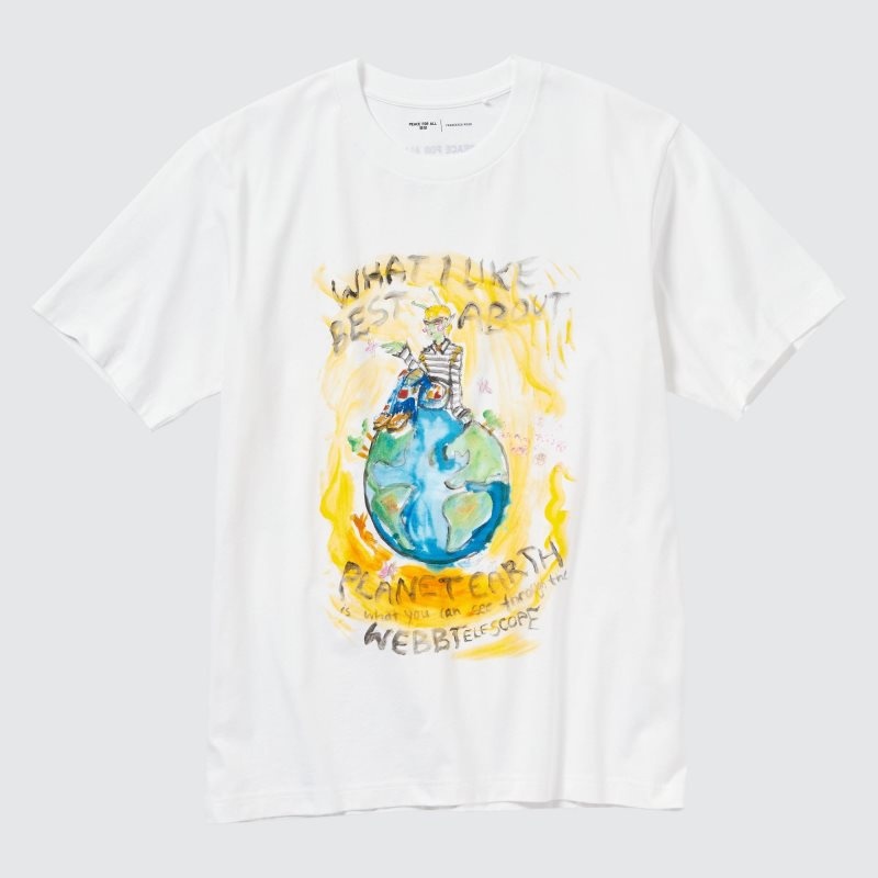 Camiseta Uniqlo Peace For All Francesco Risso Short-sleeve Graphic Hombre Blancas | 7186410