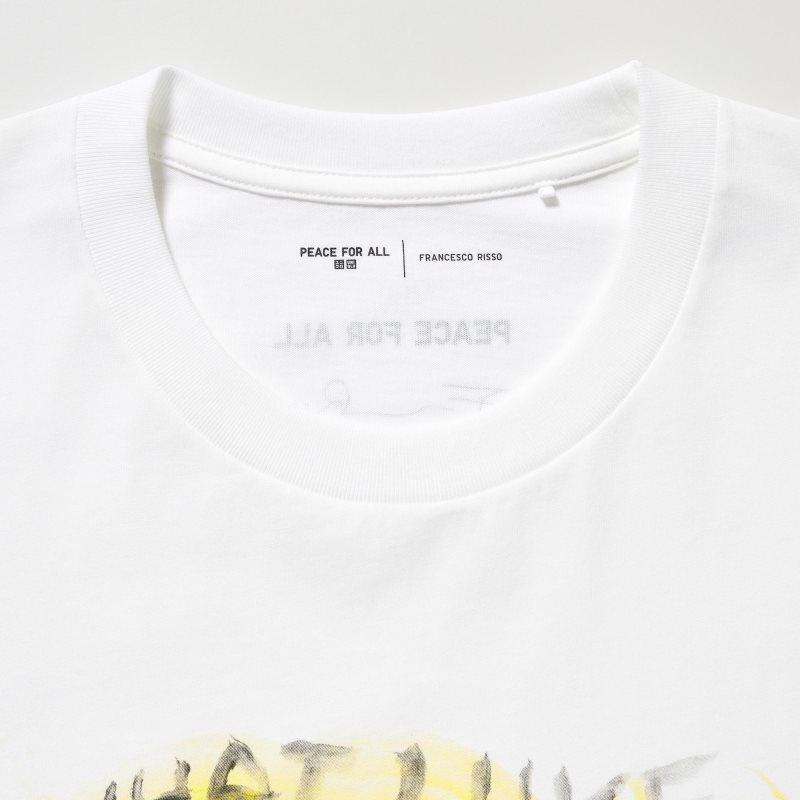 Camiseta Uniqlo Peace For All Francesco Risso Short-sleeve Graphic Hombre Blancas | 7186410
