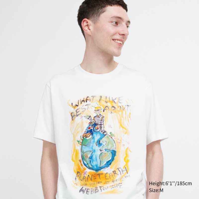 Camiseta Uniqlo Peace For All Francesco Risso Short-sleeve Graphic Hombre Blancas | 7186410