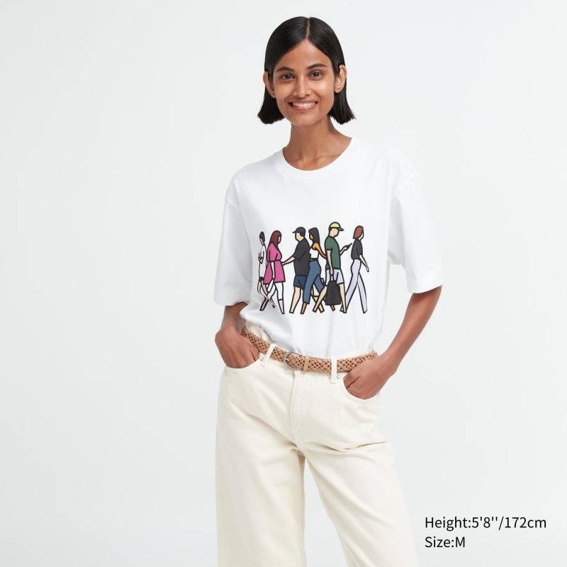 Camiseta Uniqlo Peace For All Julian Opie Short-sleeve Graphic Hombre Blancas | 3981640
