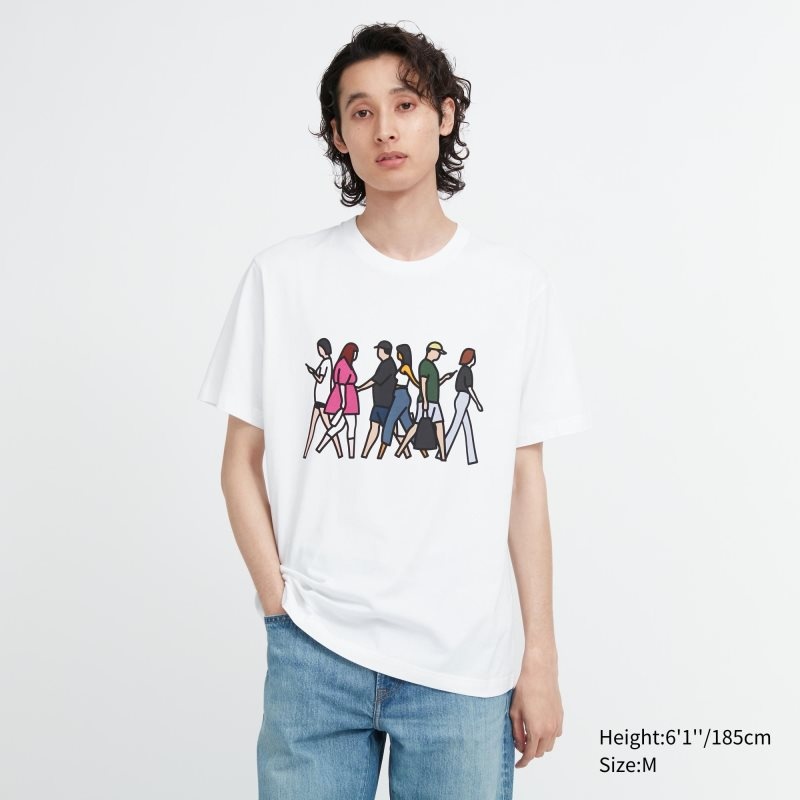 Camiseta Uniqlo Peace For All Julian Opie Short-sleeve Graphic Hombre Blancas | 3981640