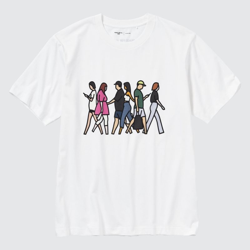 Camiseta Uniqlo Peace For All Julian Opie Short-sleeve Graphic Hombre Blancas | 3981640