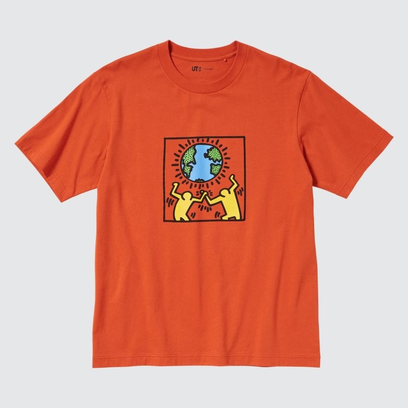 Camiseta Uniqlo Peace For All Keith Haring Short-sleeve Graphic Hombre Naranjas | 9824144