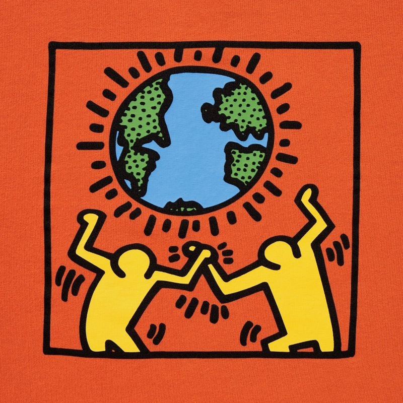 Camiseta Uniqlo Peace For All Keith Haring Short-sleeve Graphic Hombre Naranjas | 9824144