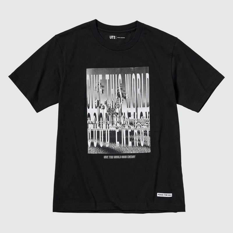Camiseta Uniqlo Peace For All Kosuke Kawamura Short-sleeve Graphic Hombre Negras | 2285126