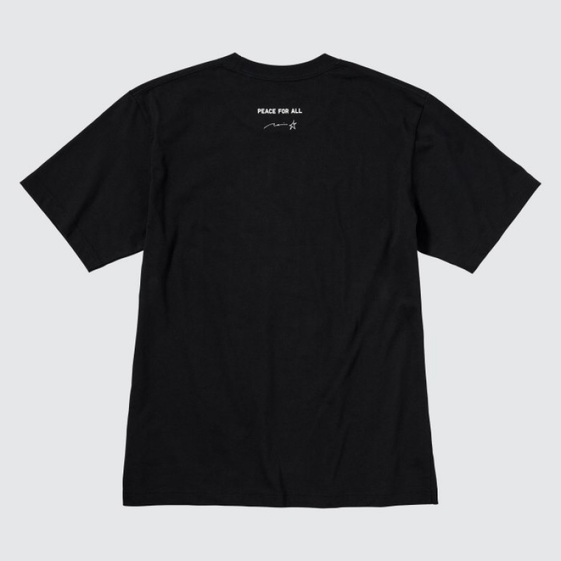 Camiseta Uniqlo Peace For All Short-sleeve Graphic Rei Inamoto Mujer Negras | 6511387