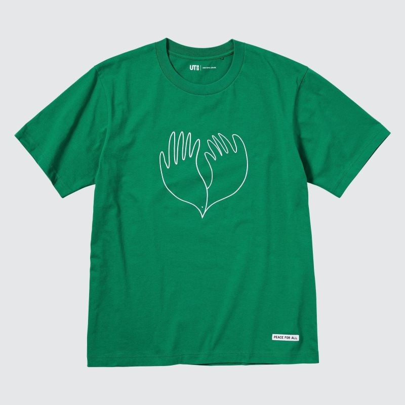Camiseta Uniqlo Peace For All Short-sleeve Graphic Christophe Lemaire Hombre Verde | 5546001