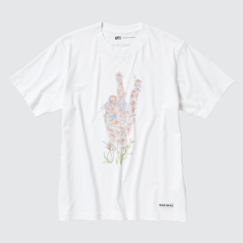 Camiseta Uniqlo Peace For All Ut Jw Anderson Short-sleeve Graphic Hombre Blancas | 4462973
