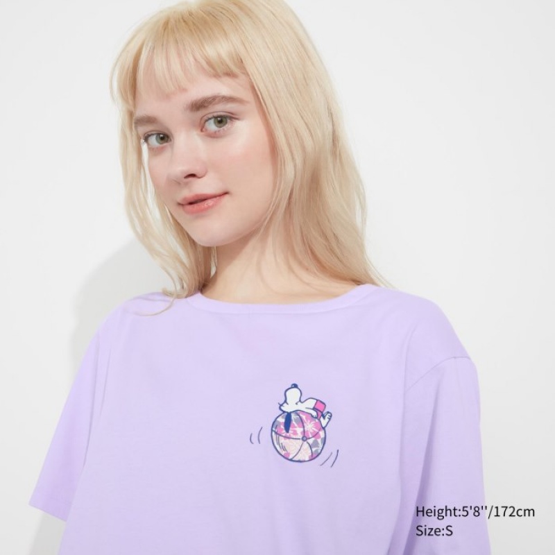 Camiseta Uniqlo Peanuts Hawaii UT Short-Sleeve Mujer Moradas | 1624509