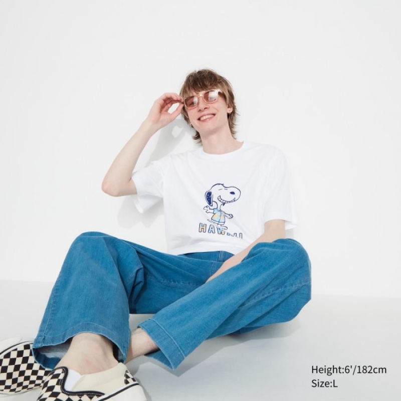 Camiseta Uniqlo Peanuts Hawaii UT Short Sleeve Mujer Blancas | 2699426