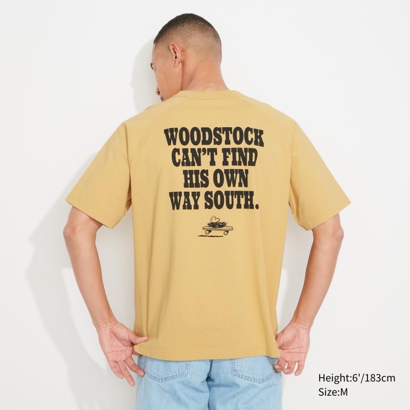 Camiseta Uniqlo Retro Peanuts Ut Oversized Short-sleeve Graphic Hombre Amarillo | 6425689