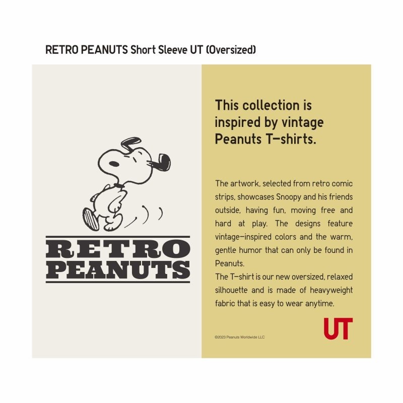 Camiseta Uniqlo Retro Peanuts Ut Oversized Short-sleeve Graphic Hombre Amarillo | 6425689